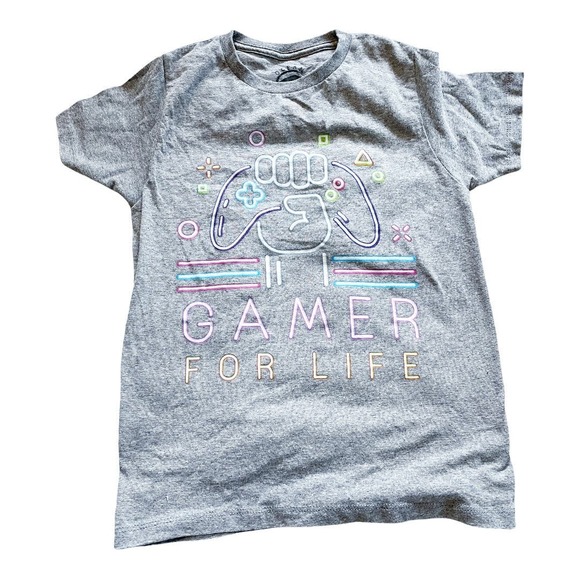 Ocean Current Gamer For Life Gamer Gray Short Sleeve Graphic Tee Youth Small - Picture 3 of 7